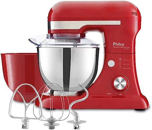 batedeira-planetaria-philco-turbo-inox-double-bowl-600w-pbp600v-vermelho-e-inox-127v - Imagem