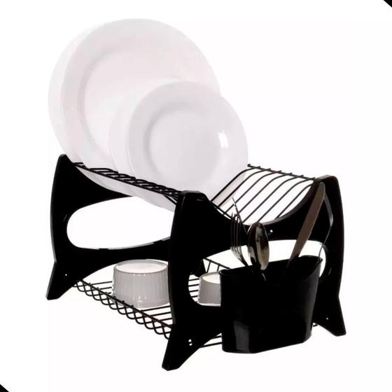 escorredor-de-louca-cozinha-13-pratos-copo-duplo-2-andares-porta-talheres-metaltru - Imagem
