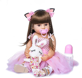 brastoy-bebe-reborn-boneca-silicone-original-realista-menina-princesa-55cm-rosa - Imagem