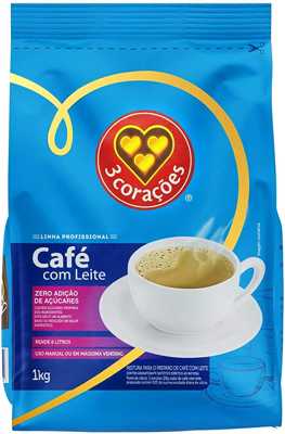 cafe-com-leite-zero-acucar-pacote-1kg-3-coracoes - Imagem