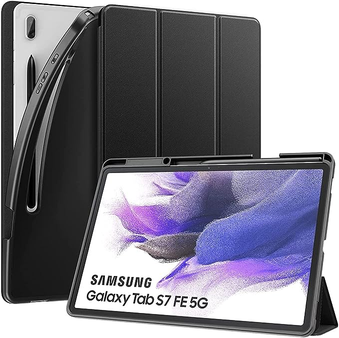 capa-para-tablet-samsung-galaxy-tab-s7-fe-de-124-polegadas-sm-t730t736b-2021-wb-auto-hibernacao-suporte-para-leitura-compartimento-para-s-pen-preto - Imagem