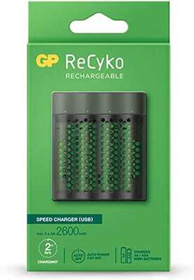carregador-usb-recyko-speed-charger-m451-com-4-pilhas-aa-2600mah-gp-batteries - Imagem