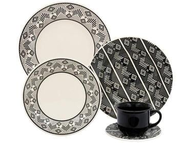 aparelho-de-jantar-e-cha-20-pecas-biona-de-ceramica-redondo-bege-e-preto-donna-uhi8 - Imagem