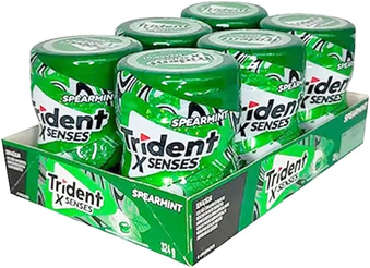 chiclete-trident-xsenses-spearmint-sem-acucar-garrafa-caixa-com-6-unid-de-54g - Imagem