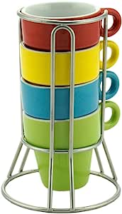 cj-4-xicaras-cafe-porcelana-csuporte-coloridas-60ml - Imagem