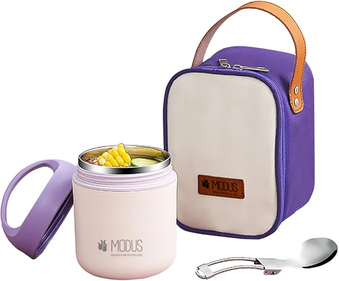 conjunto-de-recipiente-de-almoco-lancheira-inox-com-bolsa-termica-e-talheres-1-camada-460ml - Imagem