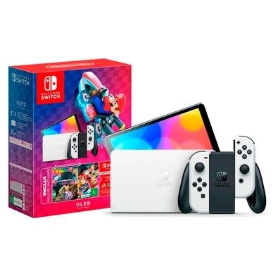 console-nintendo-switch-oled-branco-mario-kart-8-deluxe-3-meses-do-nintendo-switch-online - Imagem