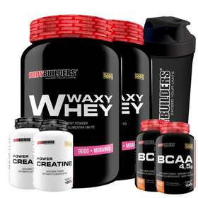 kit-2x-whey-protein-2x-bcaa-2x-creatina-coqueteleira-sabor-chocolate - Imagem