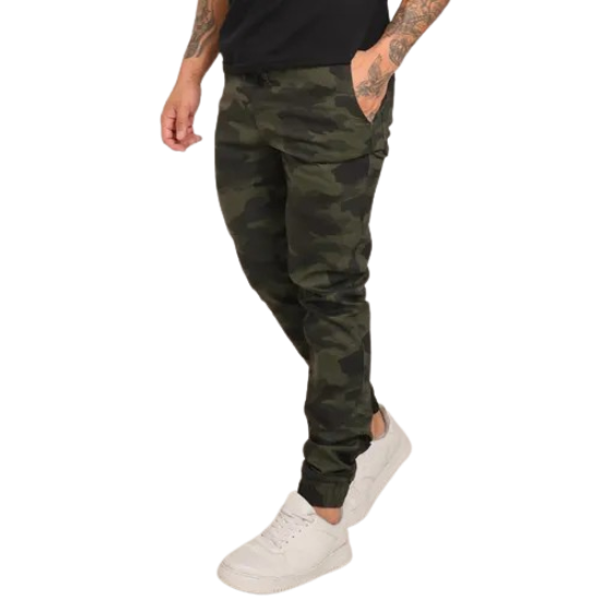 calca-jeans-sarja-masculina-jogger-elastico-cintura-e-barra - Imagem