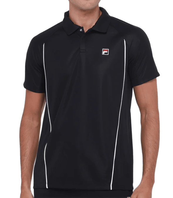 camisa-polo-fila-match-masculina-pretobranco - Imagem