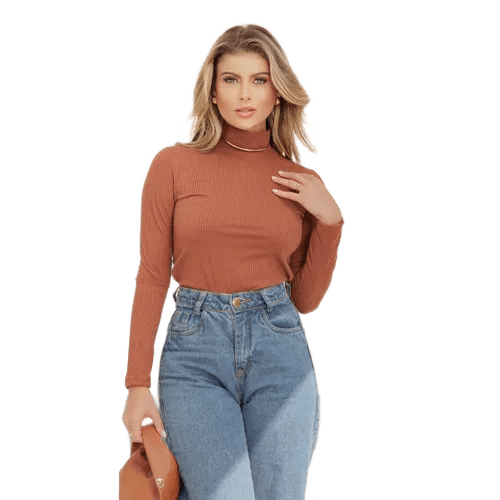 blusa-feminina-segunda-pele-gola-alta-manga-comprida - Imagem