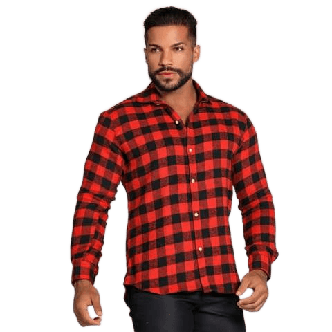 camisa-xadrez-masculina-inverno-country-rodeio-agro-western - Imagem