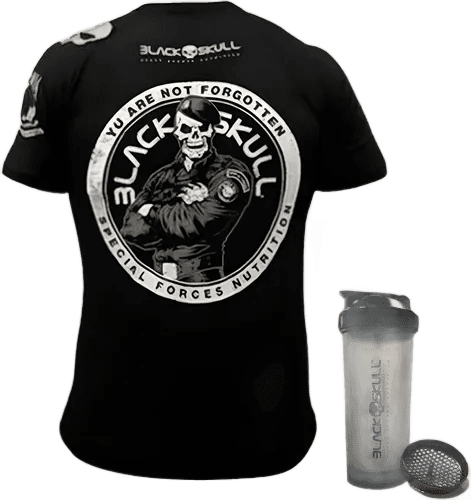 camiseta-black-skull-dry-fit-caveira-preta-coqueteleira - Imagem