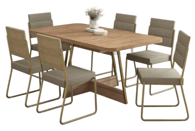 conjunto-sala-de-jantar-6-cadeiras-charlotte-carraro-dourado - Imagem
