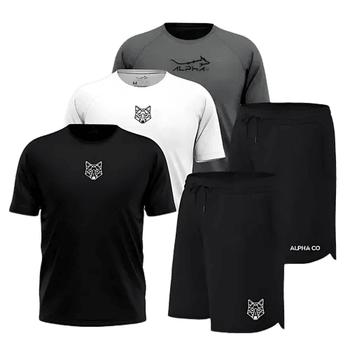 kit-5-pecas-dry-3-camisetas-e-2-bermudas-alpha-co - Imagem