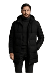 sobretudo-masculino-jaqueta-puffer-bobojaco-comprido-capuz - Imagem