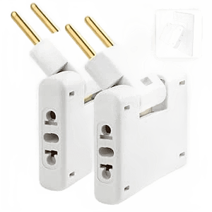 Adaptador de Tomada T Articulado – 10A e 20A – Até 250V – Bivolt 110V/220V – T - Plugue Benjamin Premium – Articulado e Seguro -Adaptador Flexível para Esconder Atrás do Móvel