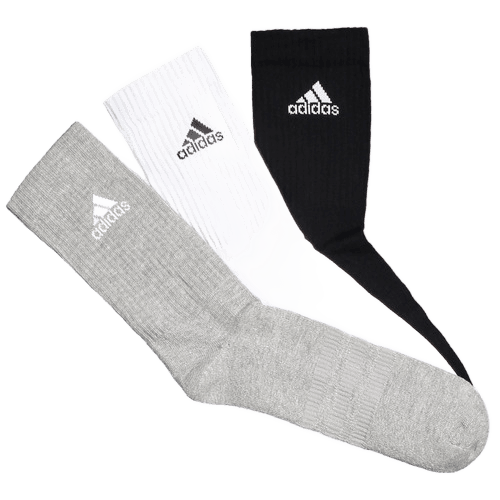 kit-meia-adidas-logo-cano-alto-3-pares-branca-preta-e-cinza - Imagem