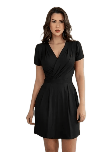 Vestido Transpassado Envelope Manga Curta Soltinho