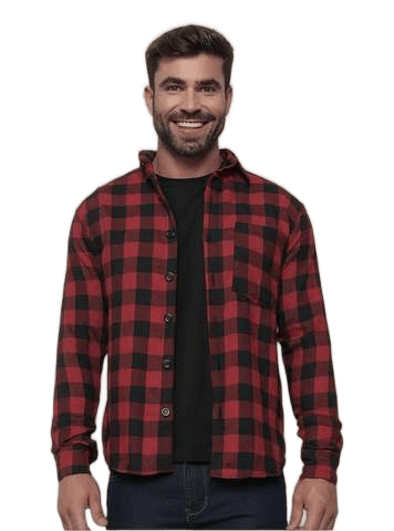 camisa-social-masculina-manga-longa-flanelada-com-botoes - Imagem