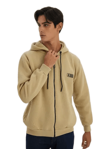 blusa-moletom-masculina-com-ziper-polo-wear-bege-medio - Imagem