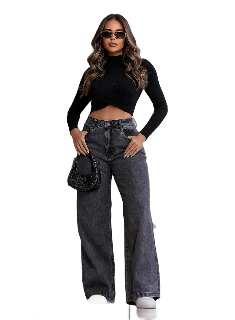 calca-jeans-feminina-wide-leg-pantalona-100-algodao - Imagem