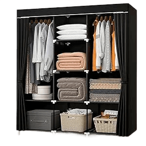 guarda-roupa-portatil-simples-facil-de-montar-armario-organizador-de-roupas-desmontavel-nao-ocupa-muito-espaco-dobravel-ideal-para-apartamentos-preto - Imagem