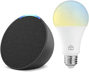 echo-pop-smart-speaker-compacto-com-som-envolvente-e-alexa-cor-preta-lampada-positivo-9w - Imagem