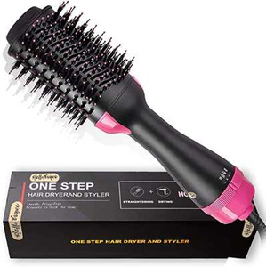 escova-secadora-de-cabelo-secador-de-cabelo-2-em-1-e-volumizador-de-ions-negativos-para-alisamento-de-salao-de-ar-quente-reduz-o-frizz-e-design-estatico - Imagem