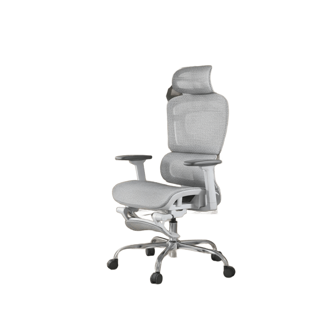 Cadeira De Escritório Ergonômica Mônaco Bt07 Luvinco Malha Respirável Com Suporte Lombar Adaptável Apoio Para Pés Retrátil Encosto Ajustável Seis Posições Cor Cinza Suporta 200kg