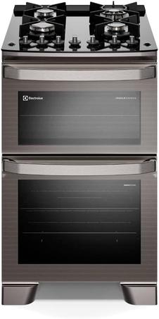 [Regional] Fogão de Piso Electrolux de 04 Bocas Experience com Duplo Forno e Mesa de Vidro Cinza - FE4DG (220V, Volts)