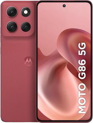 Smartphone Motorola Moto g86 5G - 256GB 24GB (8GB RAM+16GB Ram Boost) Tela 1.5K pOLED, 50MP Sony camera OIS Moto AI, videos em 4K, IP68 + IP69 - Vermelho