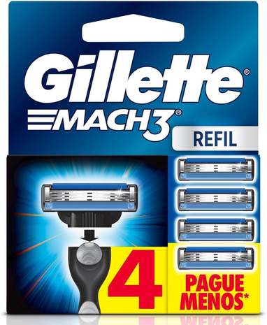 Gillette Mach3, Carga para Aparelho de Barbear com 3 Lâminas 4 Unidades