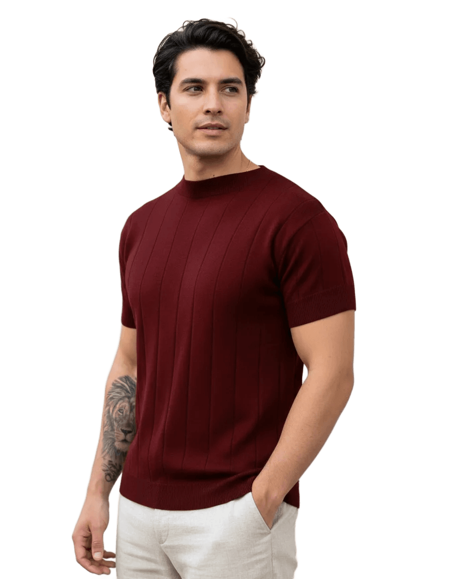 Camiseta Social Masculina Modal Tricô Macia Canelada Casual
