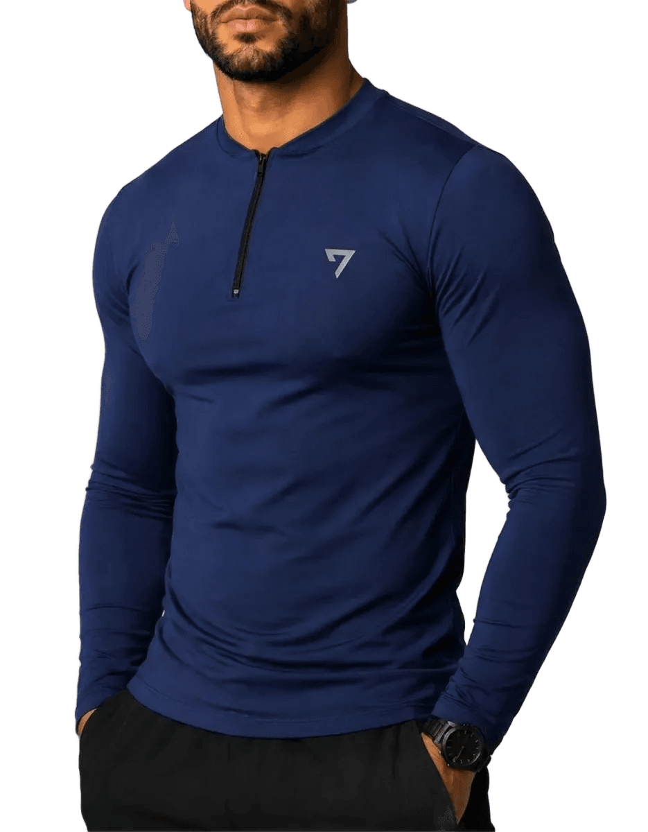 Camisa Térmica Masculina Segunda Pele Manga Longa Com Zíper