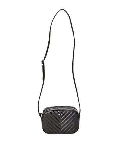 Bolsa Tiracolo Matelassê Anacapri Preto Liso Níquel