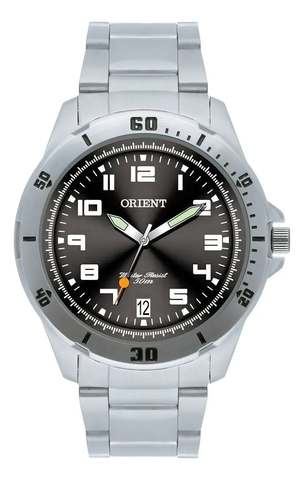 Relógio De Pulso Orient Mbss1155a Com Correia De Aço Inoxidável Cor Prata - Fundo Preto
