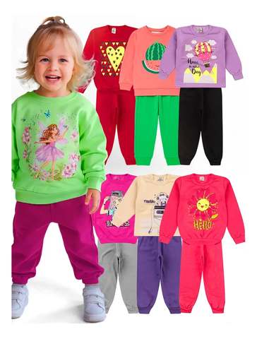 Kit 8 Peças Moletom Menina Infantil Inverno