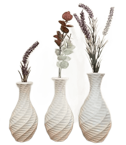 kit 3 Vaso Decorativo - Poligonos(3 vasos brancos com plantinhas)