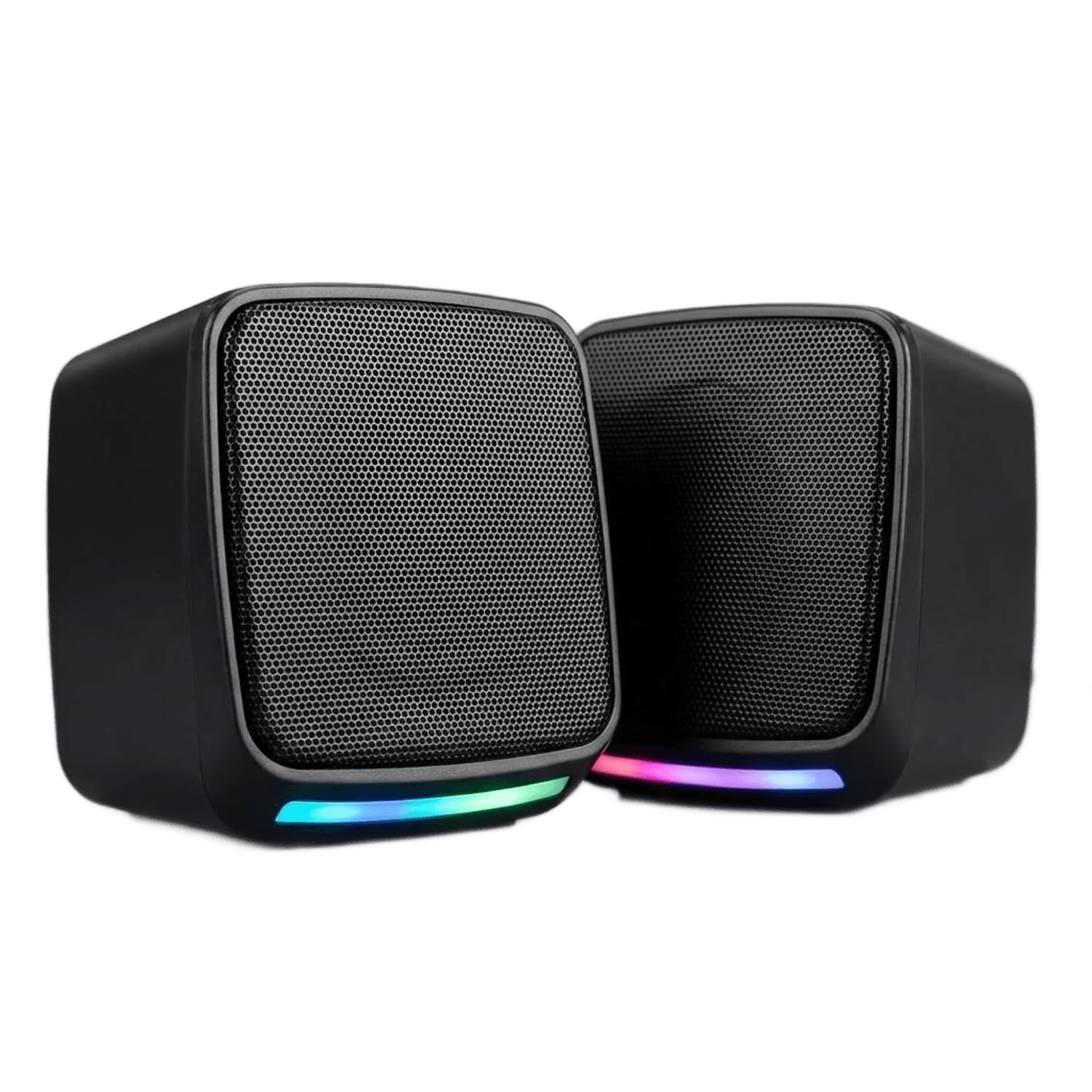 Caixa de Som para PC Gamer 6W RMS, Alto Falante Estéreo com Iluminação RGB, Conexão USB e P2, Controle de Volume, Plug and Play, Ideal para Notebook, TV, Setup Gamer, Home Office e Aulas Online