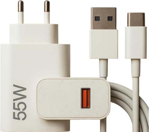 Carregador Turbo 55w Usb-c Com Cabo Tipo C 1 Metro, Fonte Bivolt 110v/220v, Carregamento Rápido Fast Charge, Compatível Com Smartphone Android, Iphone, Tablet E Notebook