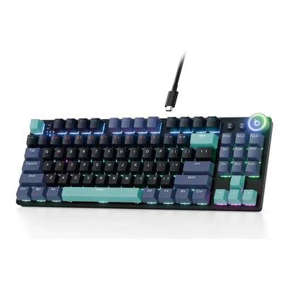 Teclado Mecânico Gamer Rgb Tkl, USB-C/Bluetooth/2.4G Sem Fio Teclado, 87 Teclas Hotwape Ansi Com Knob, Anti-Ghosting para PC, Notebook