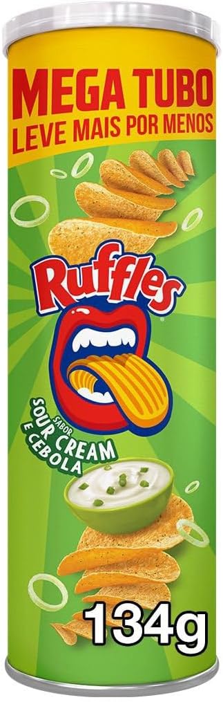 Salgadinho a Base De Batata Sour Cream e Cebola Ruffles Tira Onda Elma Chips Tubo 134G