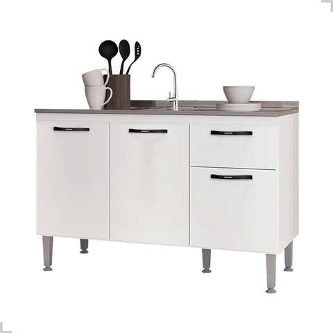 Gabinete De Pia 1,20 Balcão De Cozinha Multiuso 3 Portas Armário De Pia Armário De Cozinha 120x80x52cm Organizador Porta