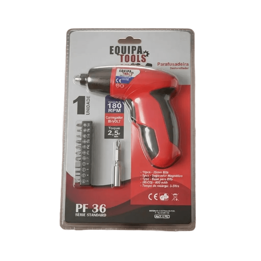 Parafusadeira Recarregável 3,6 V C/ 11 Bits Equipa tools Cor Vermelho/preto