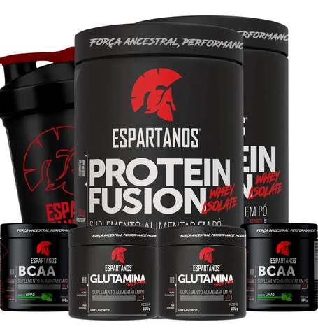 Combo Duplo Whey Fusion + 2x Bcaa + 2x Glutamina + Shaker