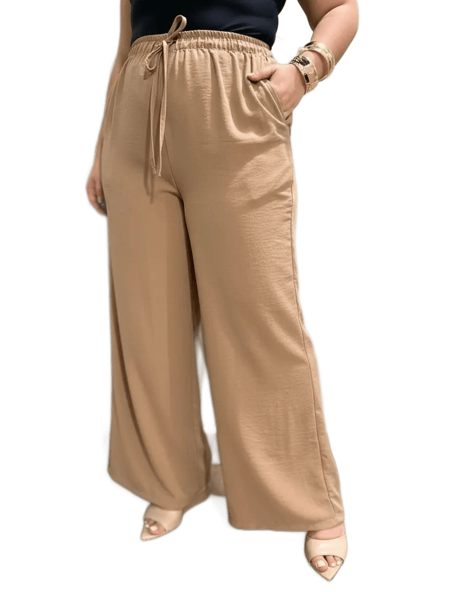 Calça Feminina Alfaiataria Wide Leg Social Pantalona