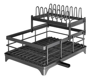 Escorredor De Louça Dois Andares Para Prato Talheres Bancada Secador Organizador Cozinha Drenagem Automatica 360° -Marca Health Herald