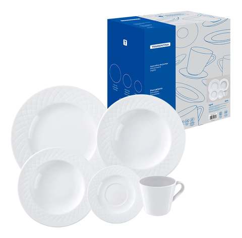 Aparelho de Jantar Ingrid em Porcelana 20 Peças Cor Branco Tramontina