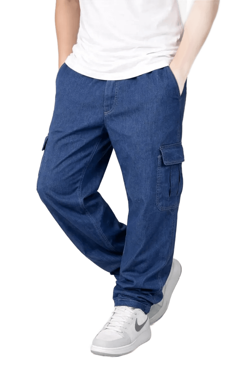Calça Cargo Jeans Masculina Larga Com 5 Bolsos Estilo Skate